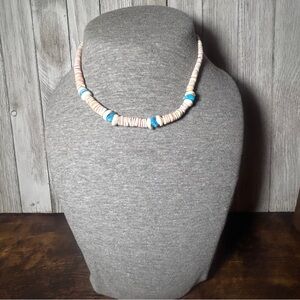 Vintage Heishi  Beaded Necklace with Turquoise  Accents